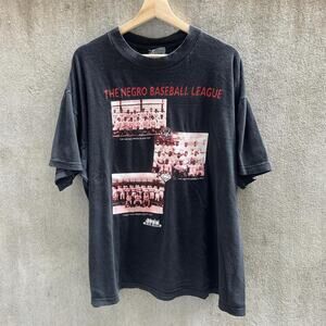 Vintage Tee Shirt 90s The Negro Baseball League Black Cotton Size XL